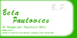 bela paulovics business card